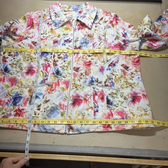 CJ Banks Womens Full Zip Jacket Size 2X Bright Floral Colorful Heavy Office - Picture 12 of 12